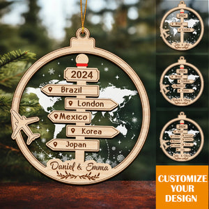 Our Sweet Memories-Personalized Wood Double-Layer Place Name Ornament, Gift For Travel Lovers