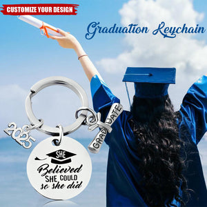 Personalized Class of 2025 Graduation Keychain