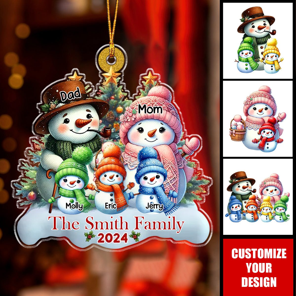 Snowman Family Version - Personalized Custom Acrylic Ornament