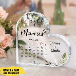 Personalized Married Calendar Acrylic Plaque, Wedding Gift for Couple