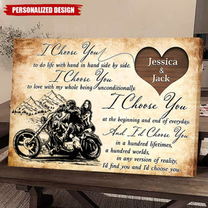 I Choose You - Gift for a Biker - Personalized Couple Poster