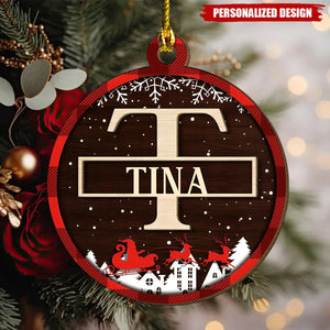 Personalized Name Customized Christmas Gift-Wooden Double-Layer Initial Ornament