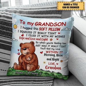 Personalized Bear Grandson Hug This Pillow