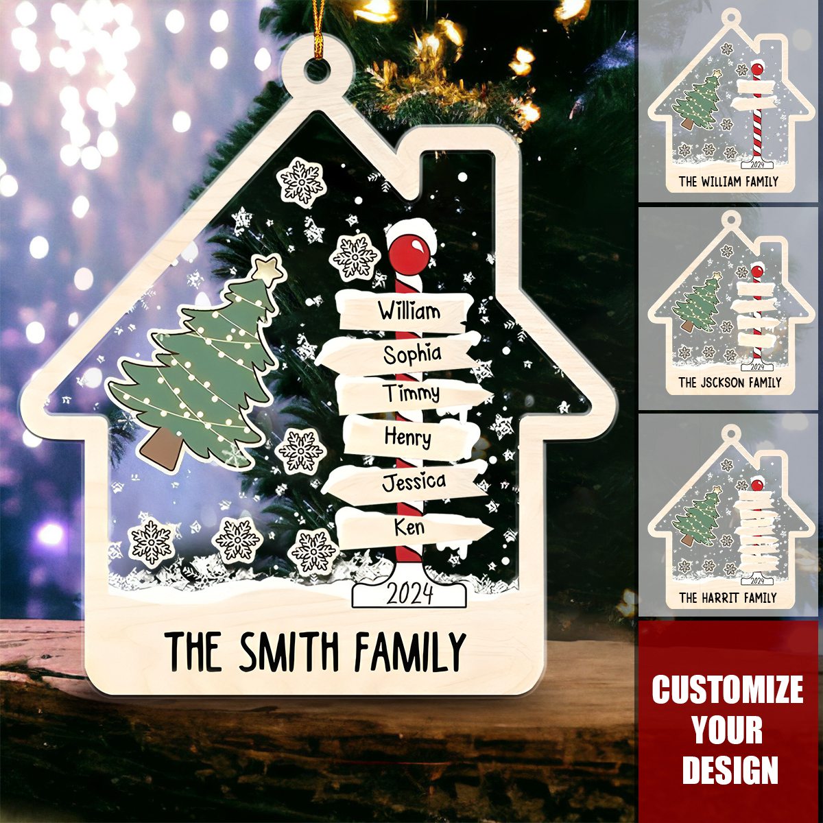 Personalized Family Christmas Ornament- Family Christmas Shake Ornament