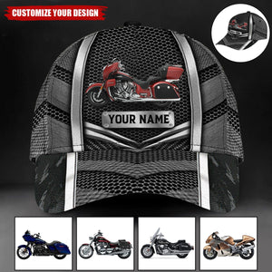 Motorcycle Black Metal Personalized Classic Cap, Gift for Motorcycle Lovers