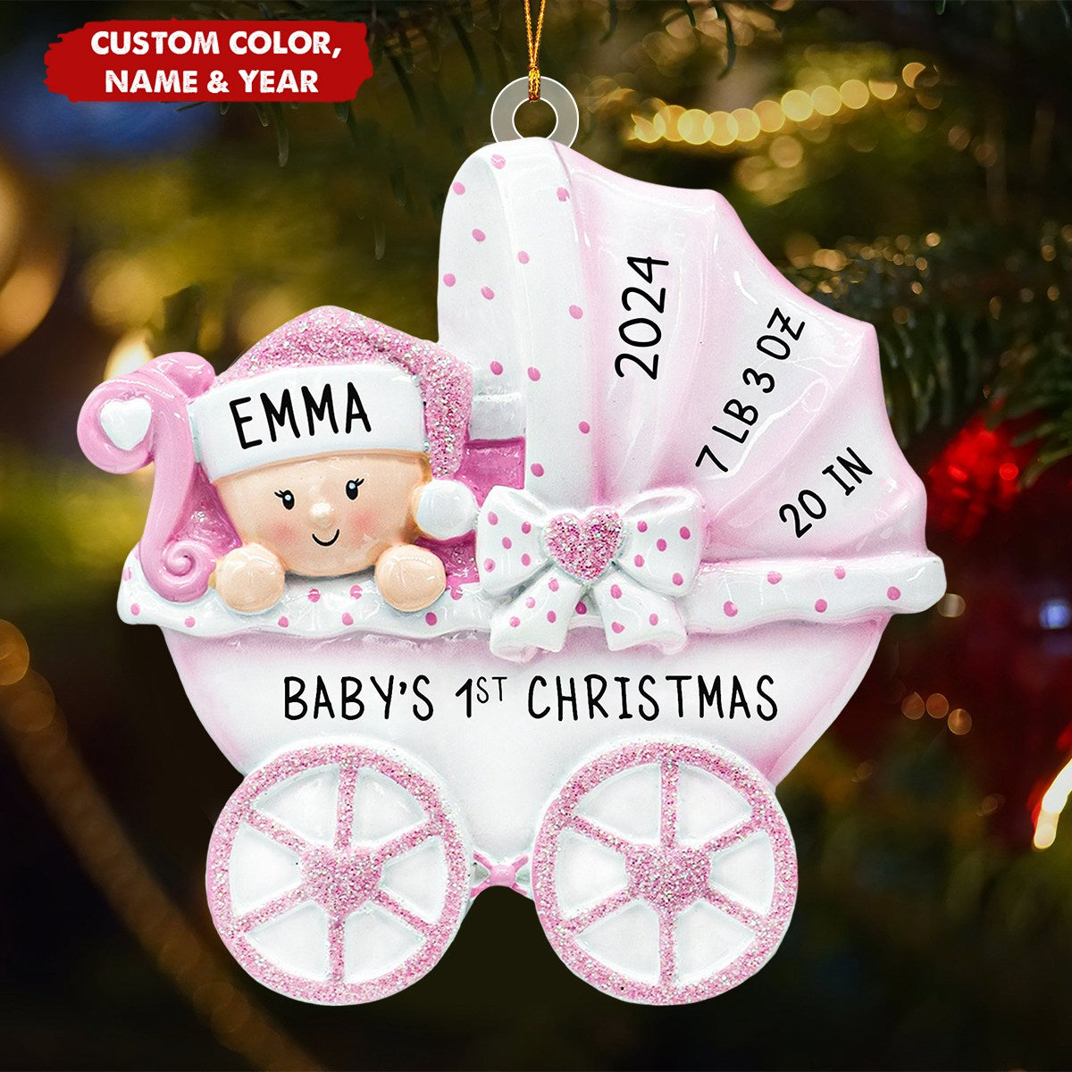 Baby's 1st Christmas Stroller Baby Boy Girl Personalized Ornament