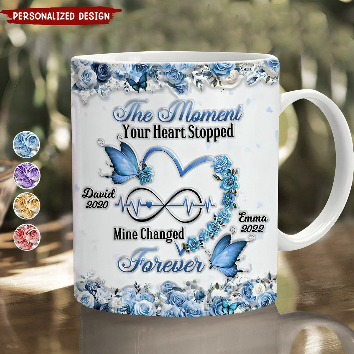 Memorial Floral Butterfly - The Moment Your Heart Stopped Personalized Mug