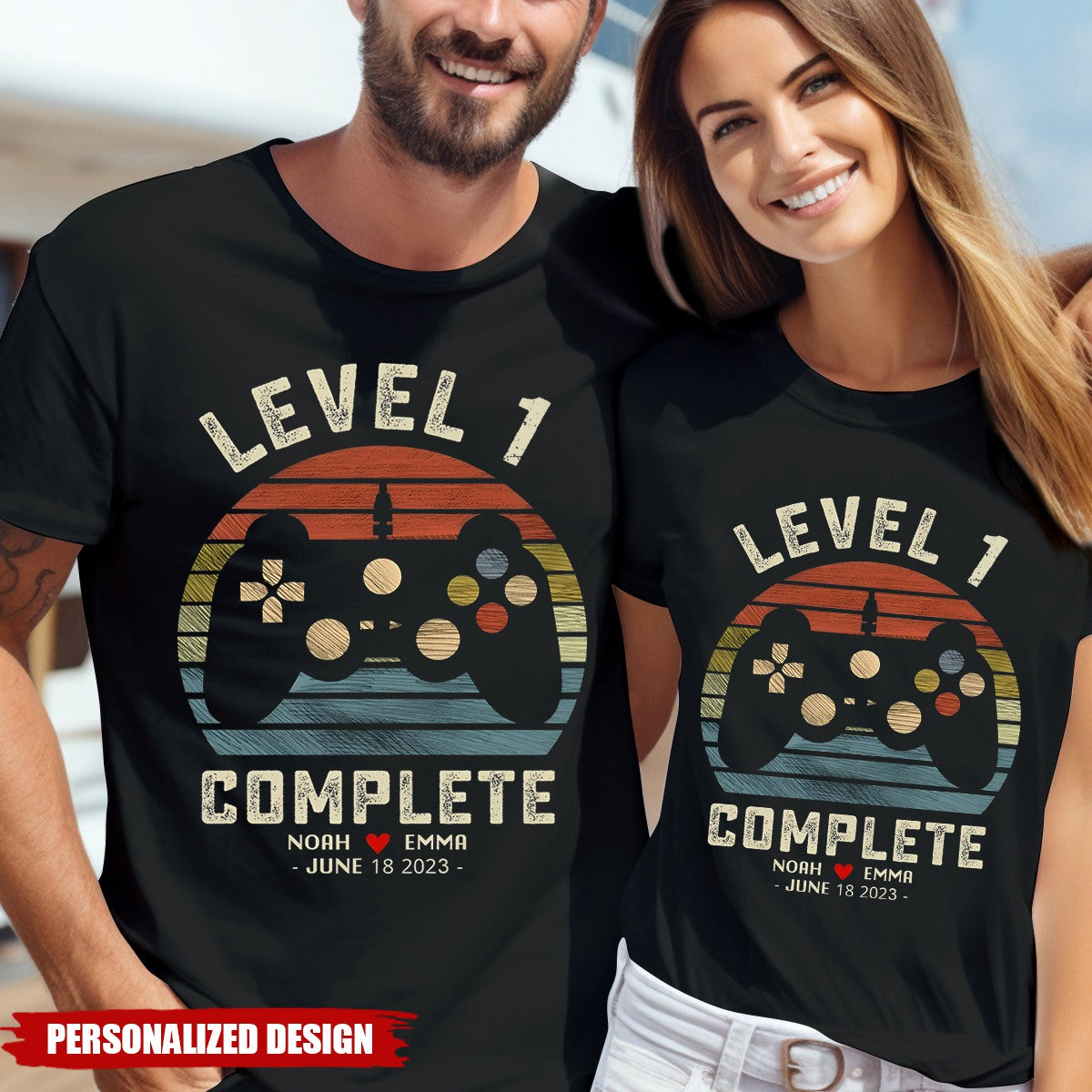 Personalized Retro Video Game T-Shirt - Anniversary Gift For Couple