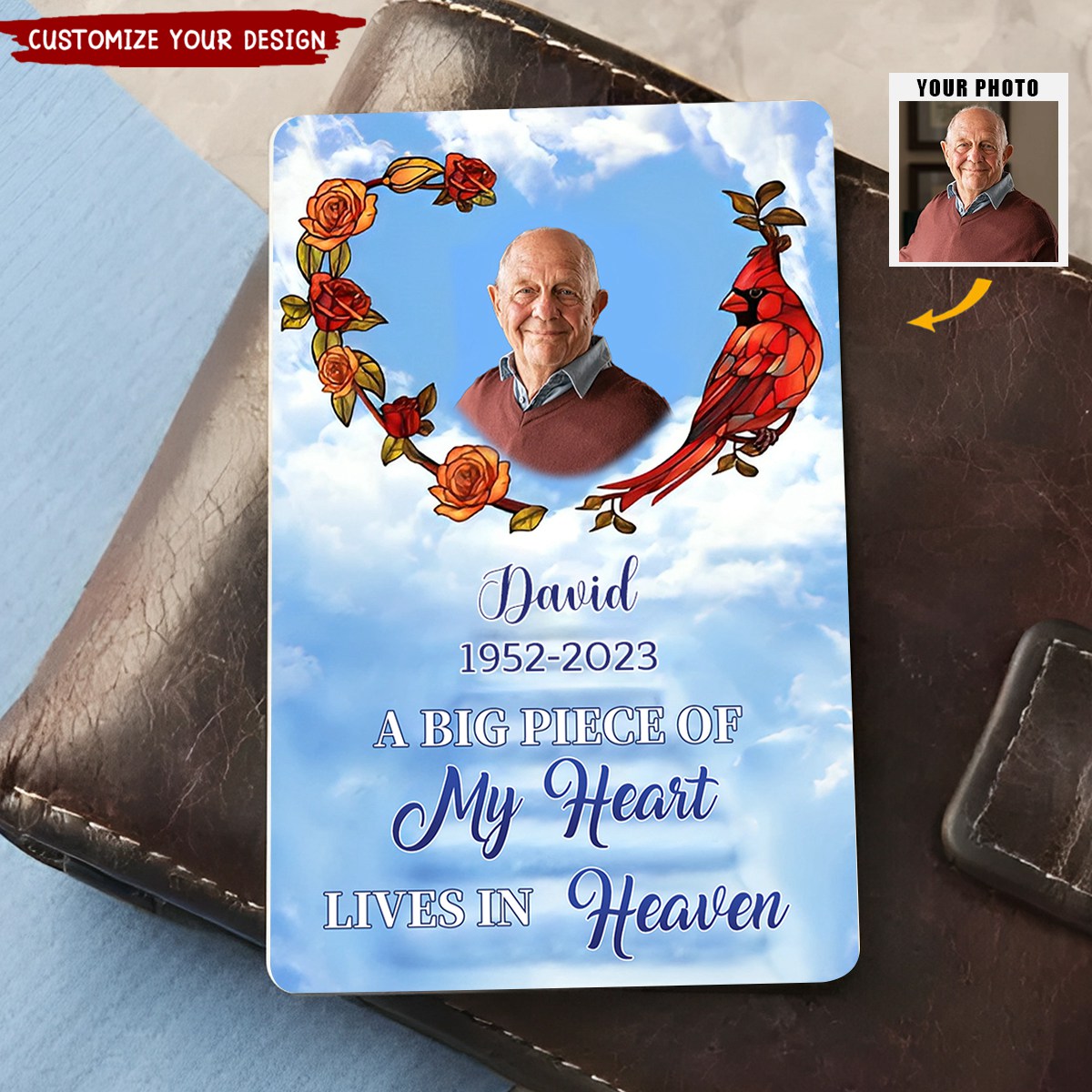 A Big Piece Of My Heart Lives In Heaven-Personalized Aluminum Wallet Card