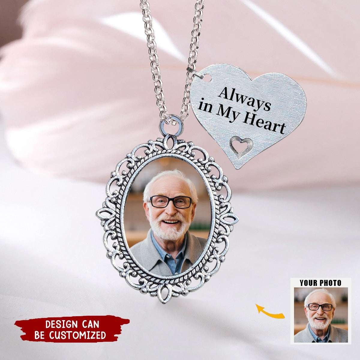 Memorial Upload Photo Gift, Personalized Photo Charm Necklace