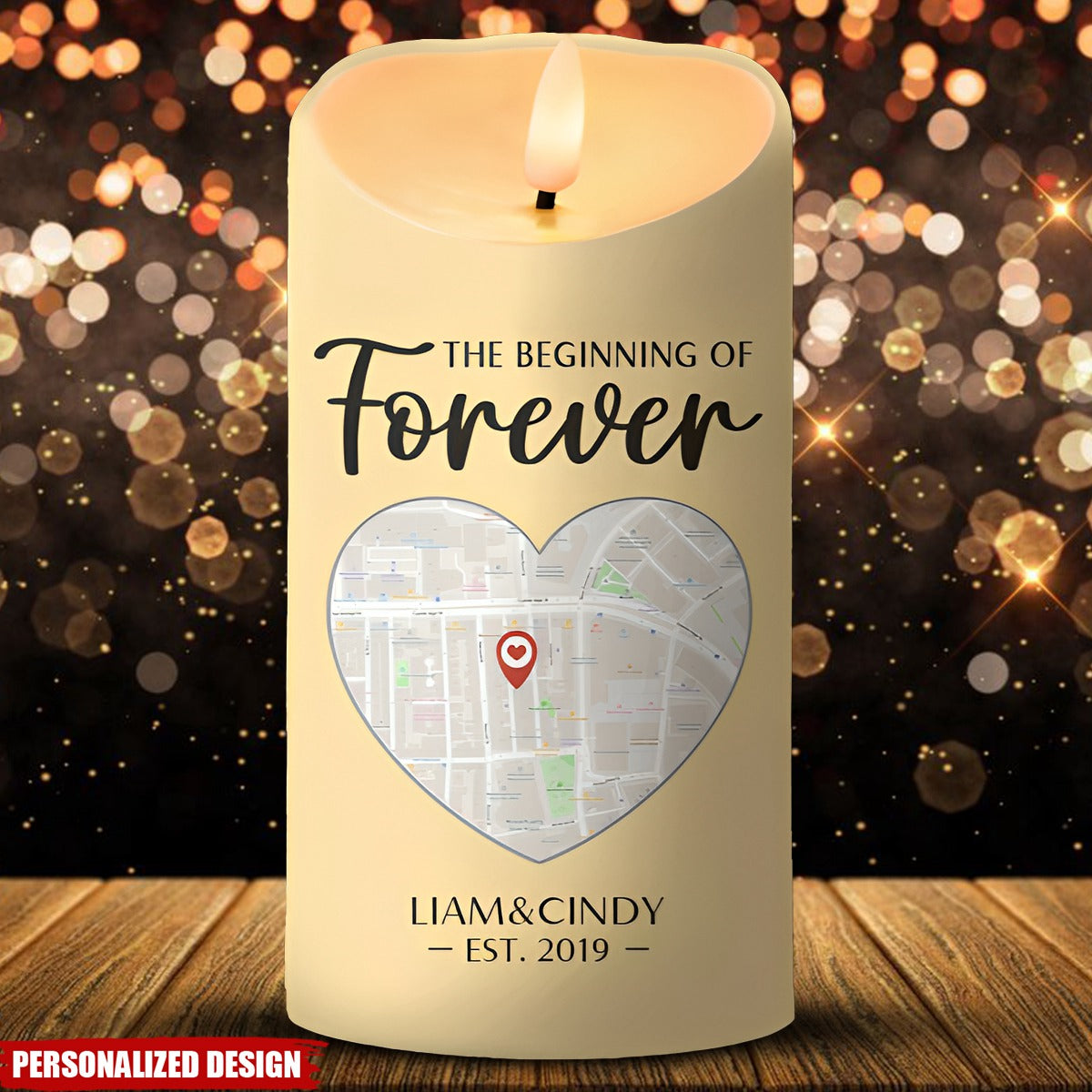 The Beginning Of Forever-Personalized Couple Commemorative LED Candle