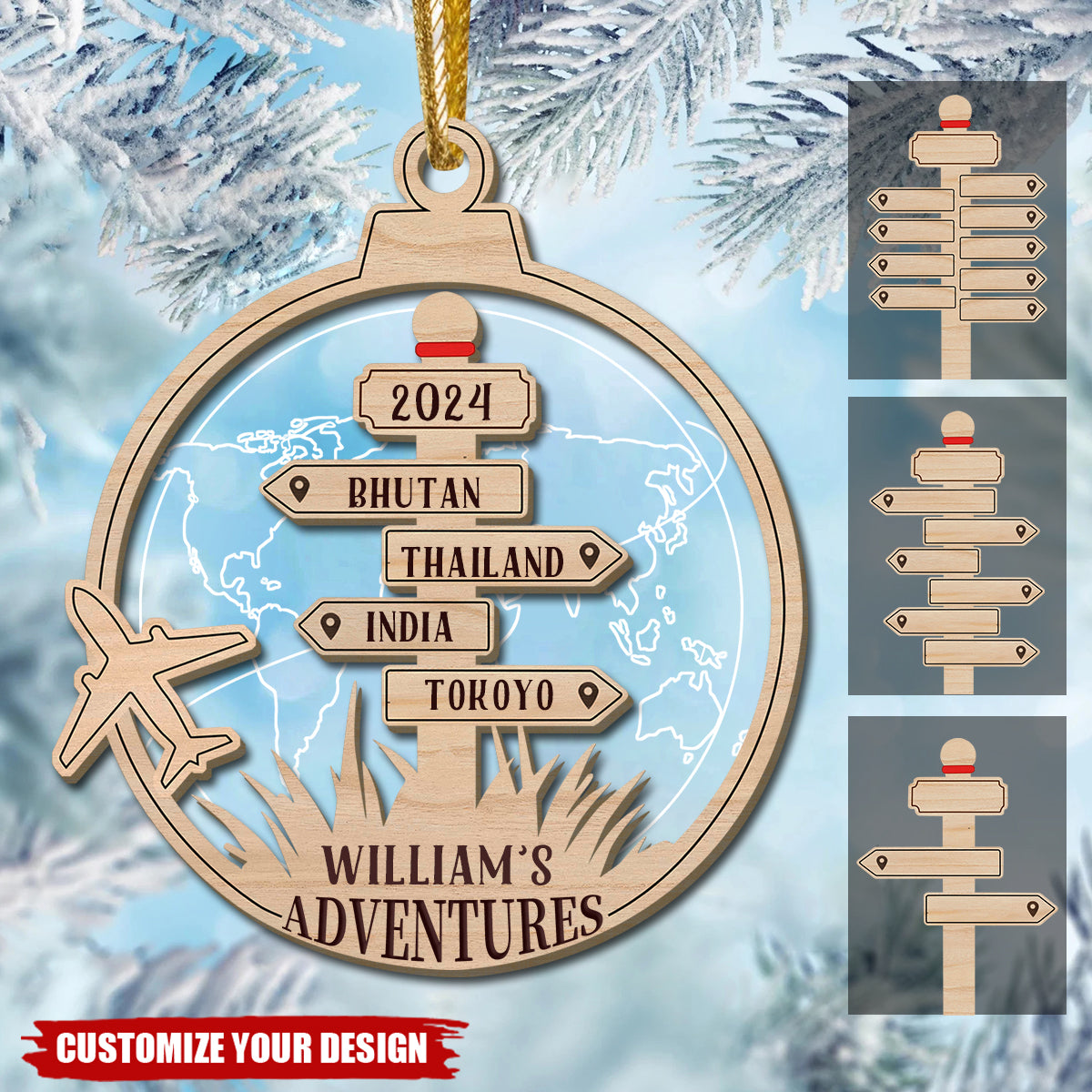 Personalized Travel Adventures,Travel Destination Ornament-Souvenirs Gift For Family