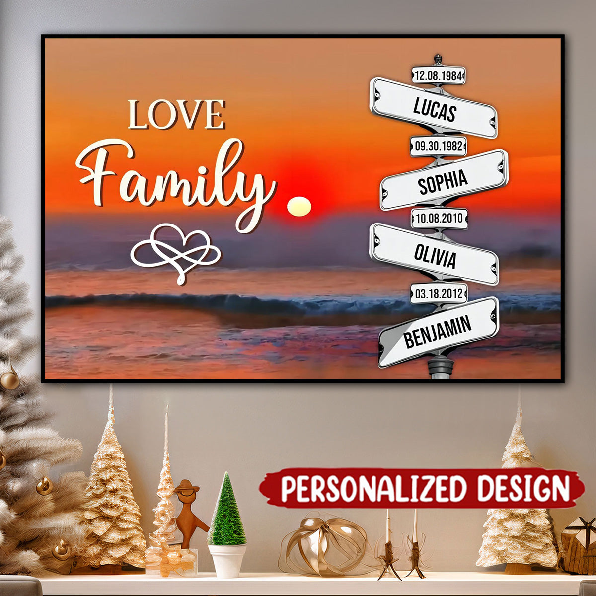 Personalized Custom Love Family Street Lamp  Beautiful Scenery Poster