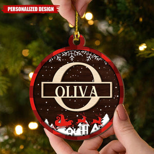 Personalized Name Customized Christmas Gift-Wooden Double-Layer Initial Ornament