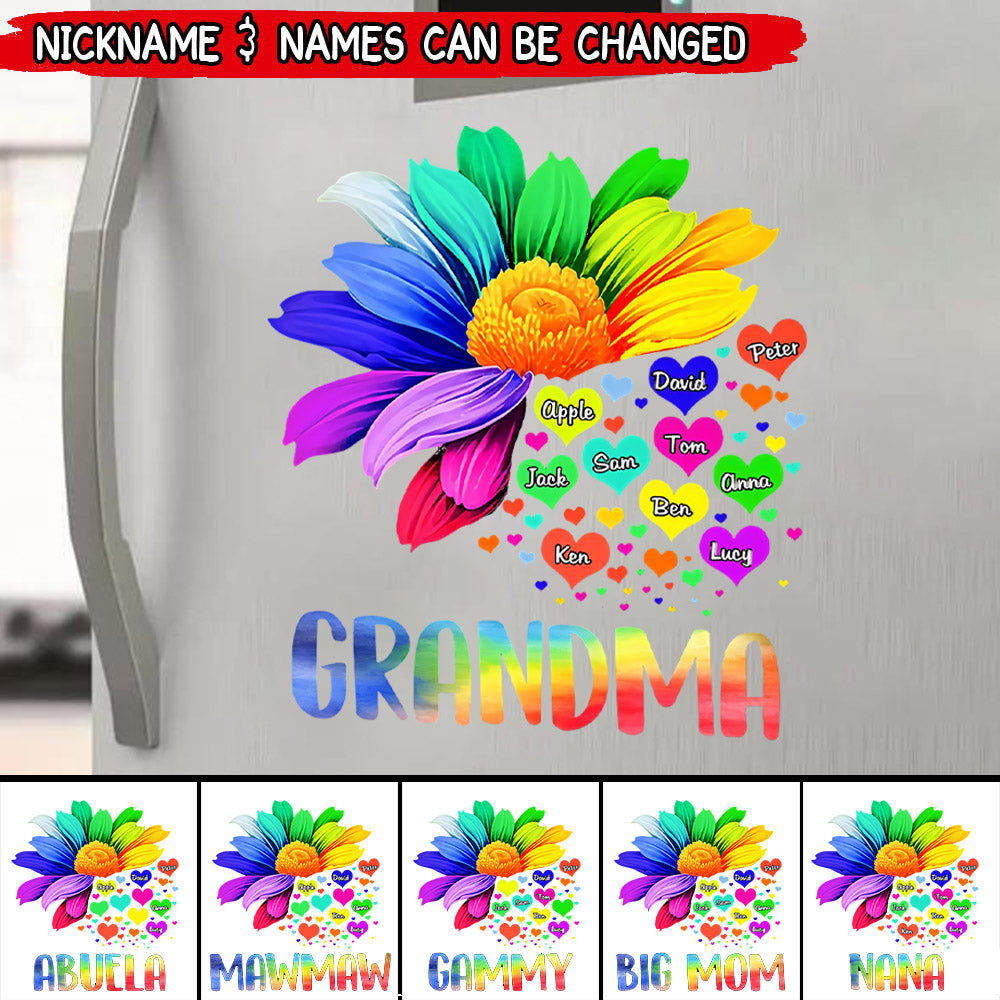 Personalized Rainbow Sunflower Decal Sticker-Gift For Mom Grandma