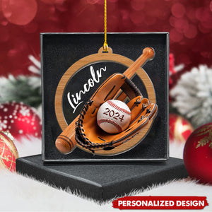 Personalized Custom Name Baseball Christmas Tree Ornament