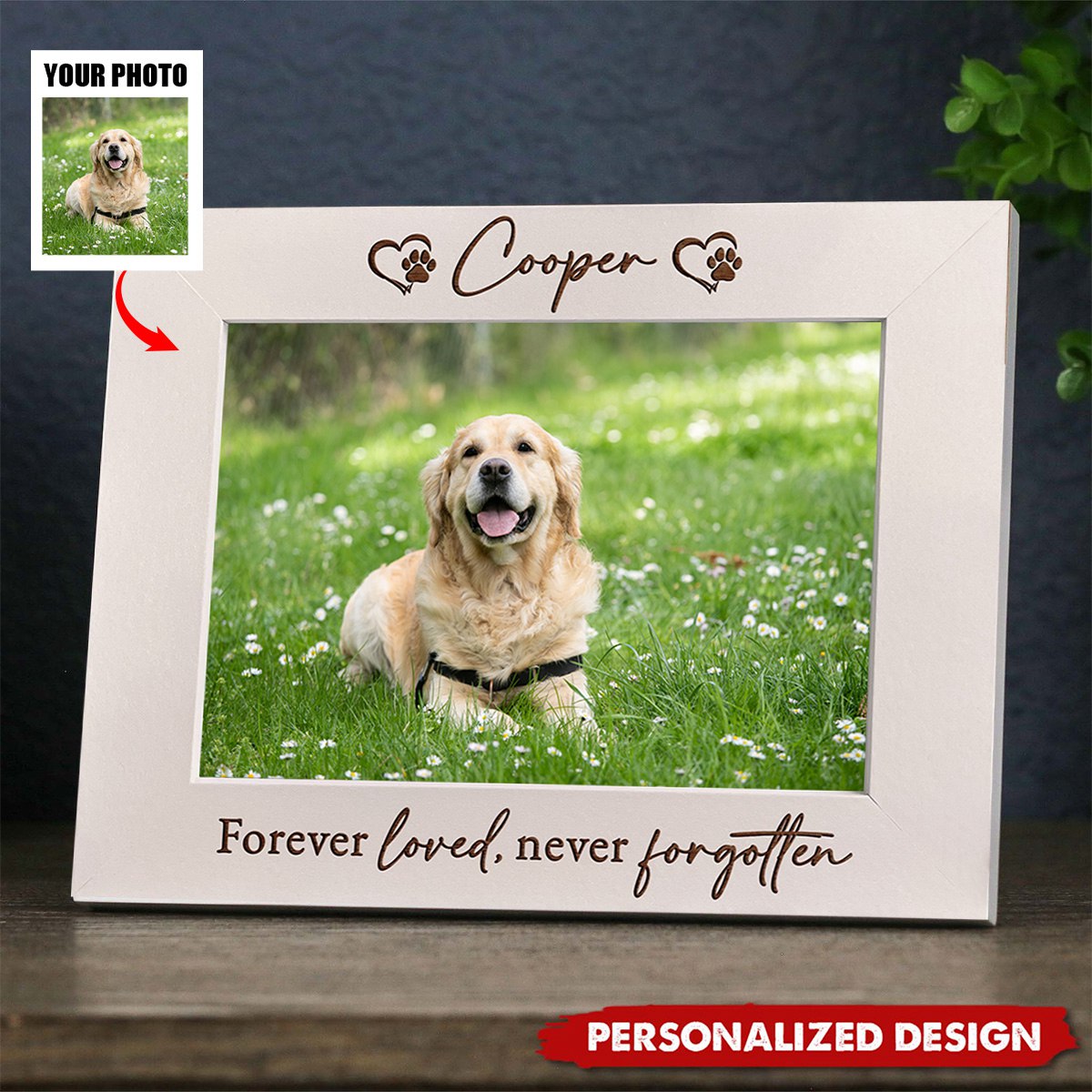 Personalized Forever Loved, Never Forgotten Pet Loss Sympathy Picture Frame