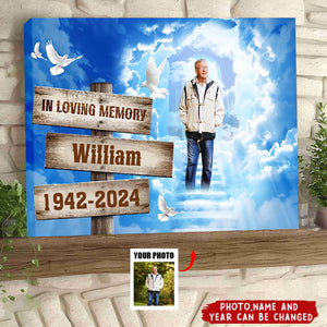 Custom Photo In Memory Of Loved One In Heaven Personalized Canvas Wall Art