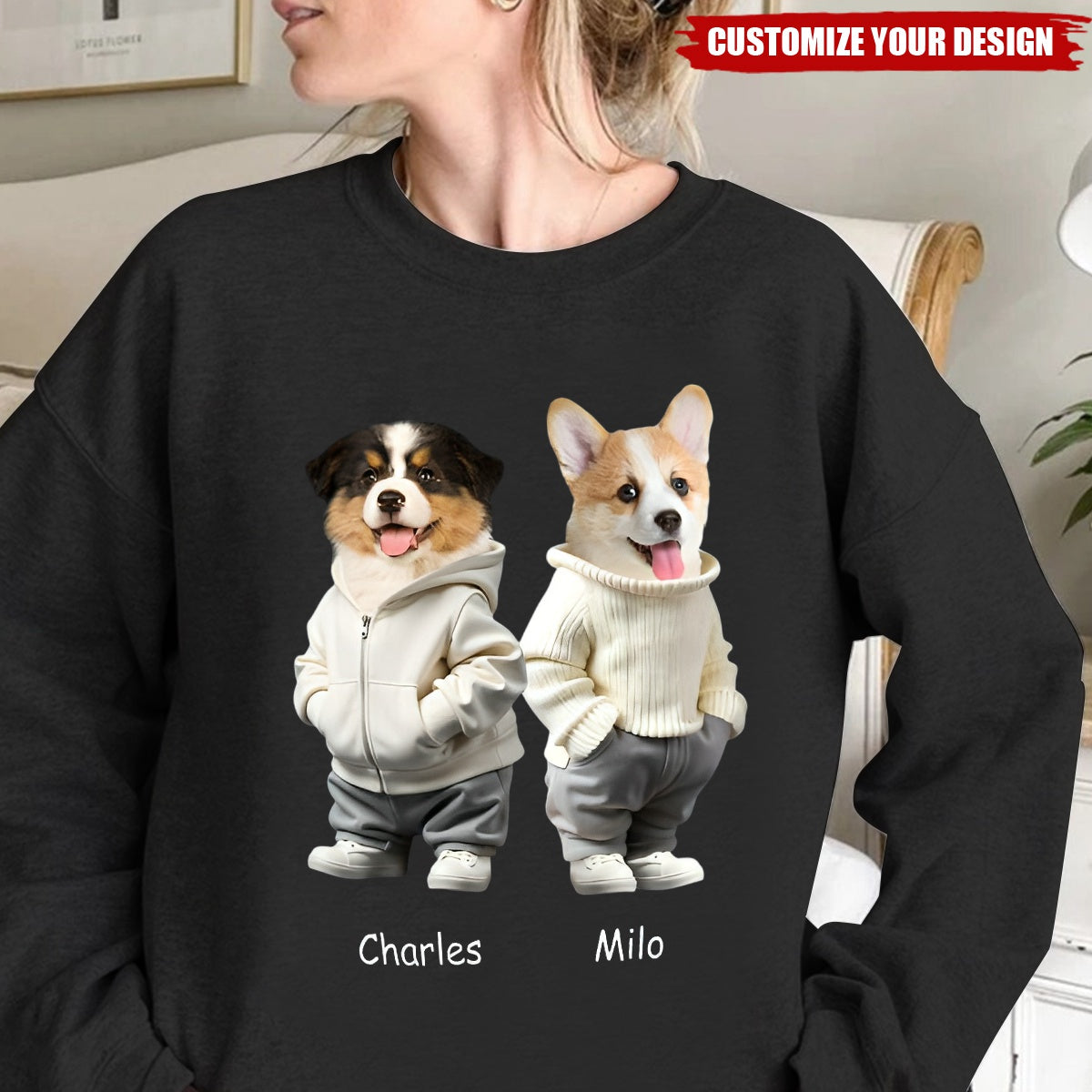 Custom Face Cute Dog Sweatshirt-Personalized Gift For Dog Lovers