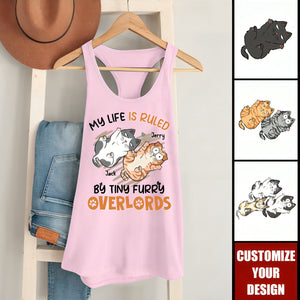 Cat Lovers My Life Is Ruled By Tiny Furry Overlords -  Personalized Custom Racer Back Tank Top