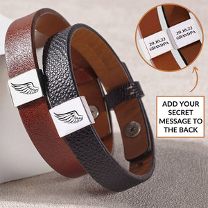 Loss of Grandma Grandpa Personalized Men Leather Bracelet