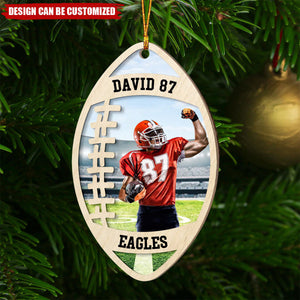 Gifts For Football Player - Personalized Upload Image Wooden Ornament