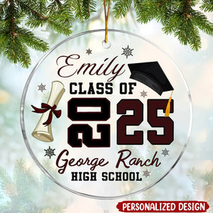 Personalized Class of 2025 Graduation Ornament, High School Grad Gift for 2025 Senior