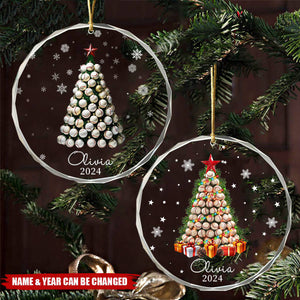 Personalized Baseball Christmas Tree Glass Ornament