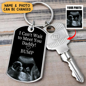 I Can't Wait Daddy -Personalized Aluminum Keychain Gift for New Dad