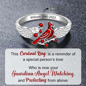 Personalized Memorial Cardinal Angel Wing Ring