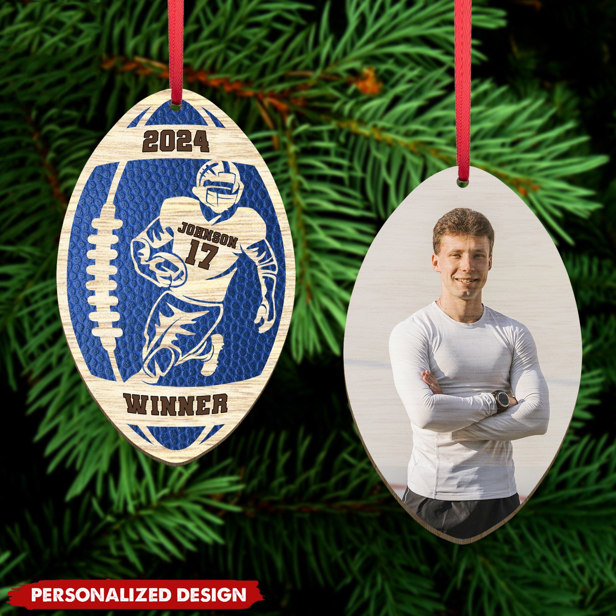 Personalized Upload Image Football Player Acrylic Ornament