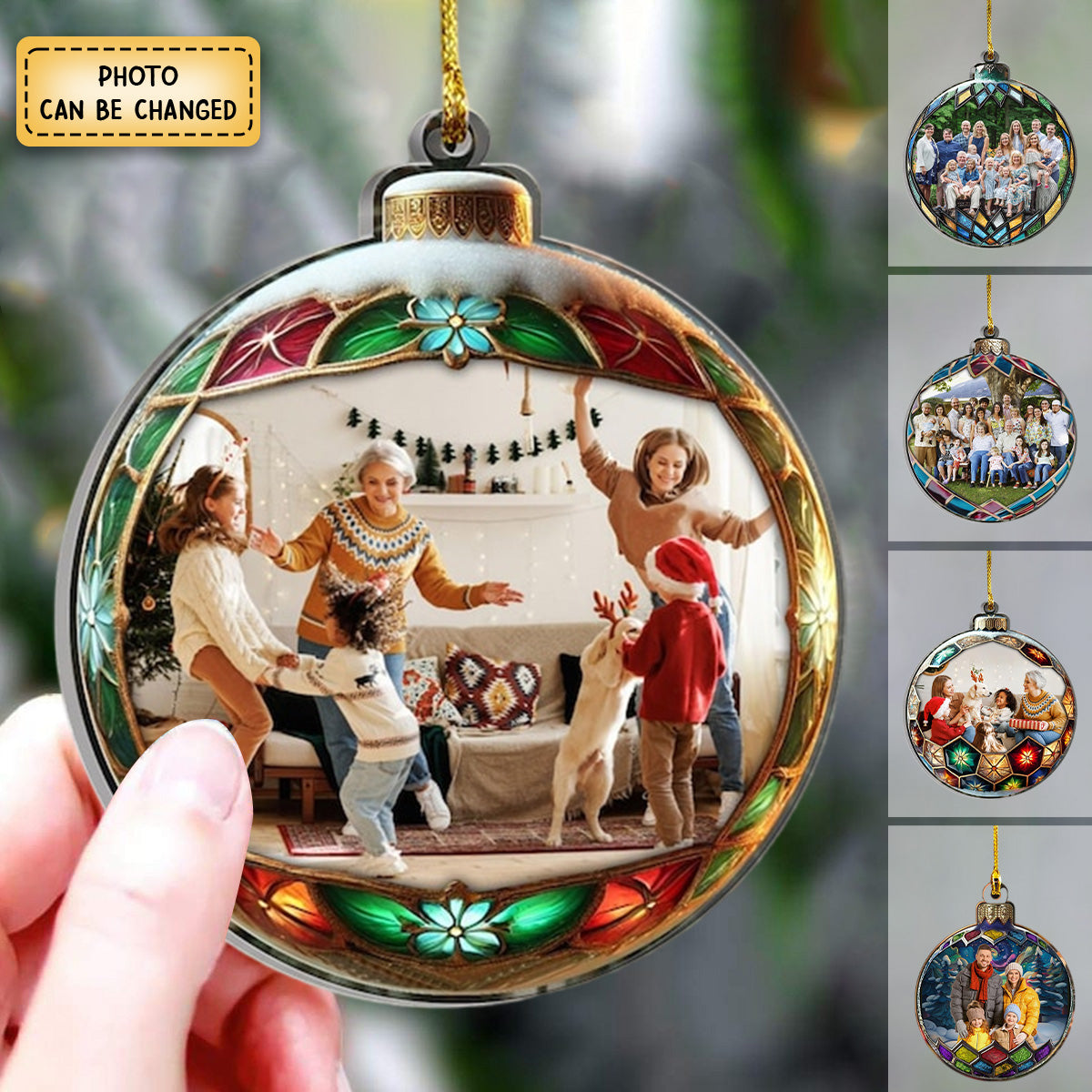 Personalize Colorful Round Ornaments-Upload Photos-Gift For Your Family