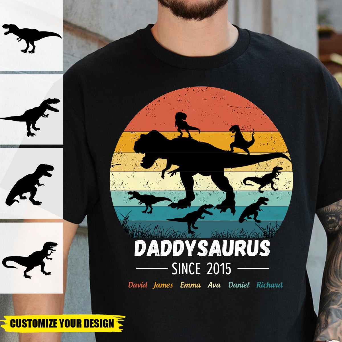 Grandpa Dinosaur-Personalized Dinosaur Family T-shirt