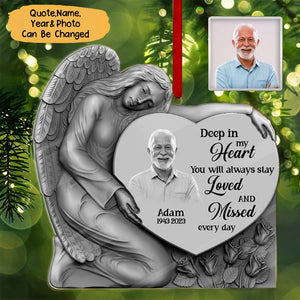 Deep In My Heart You Will Always Stay Loved And Missed Every Day Personalized Angel Heart Acrylic Ornament