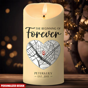 The Beginning Of Forever-Personalized Couple Commemorative LED Candle