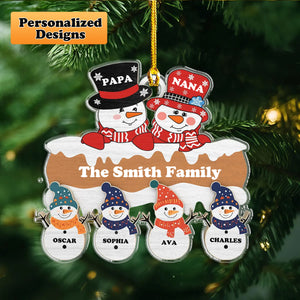 Personalized Snowman Family Christmas Acrylic Ornament