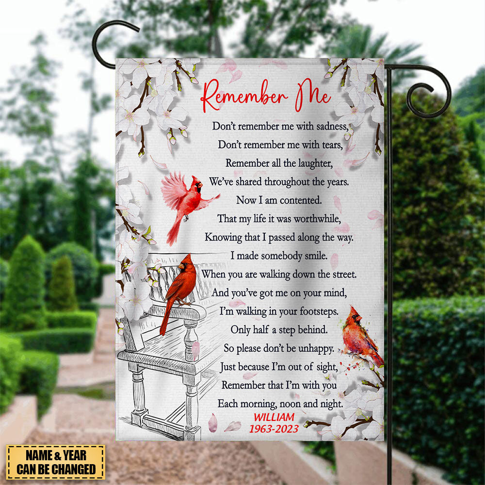 Cardinals Remember Me - Personalized Memorial Garden Flag