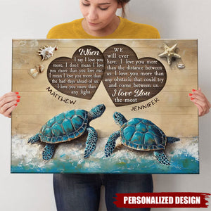 Lovely Gift Beach and Turtles - Personalized Couple Poster Anniversary Gifts