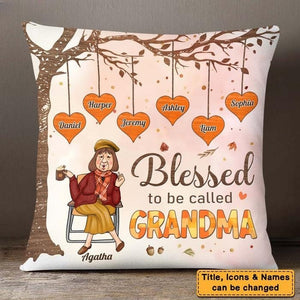 Personalized Gift For Grandma Fall Pillow