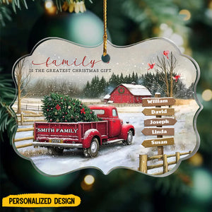 Personalized Christmas Farm With Red Truck Ornament-A Gift For Your Family