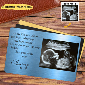 Daddy Baby Scan Love Bump - Personalized Photo Aluminum Wallet Card