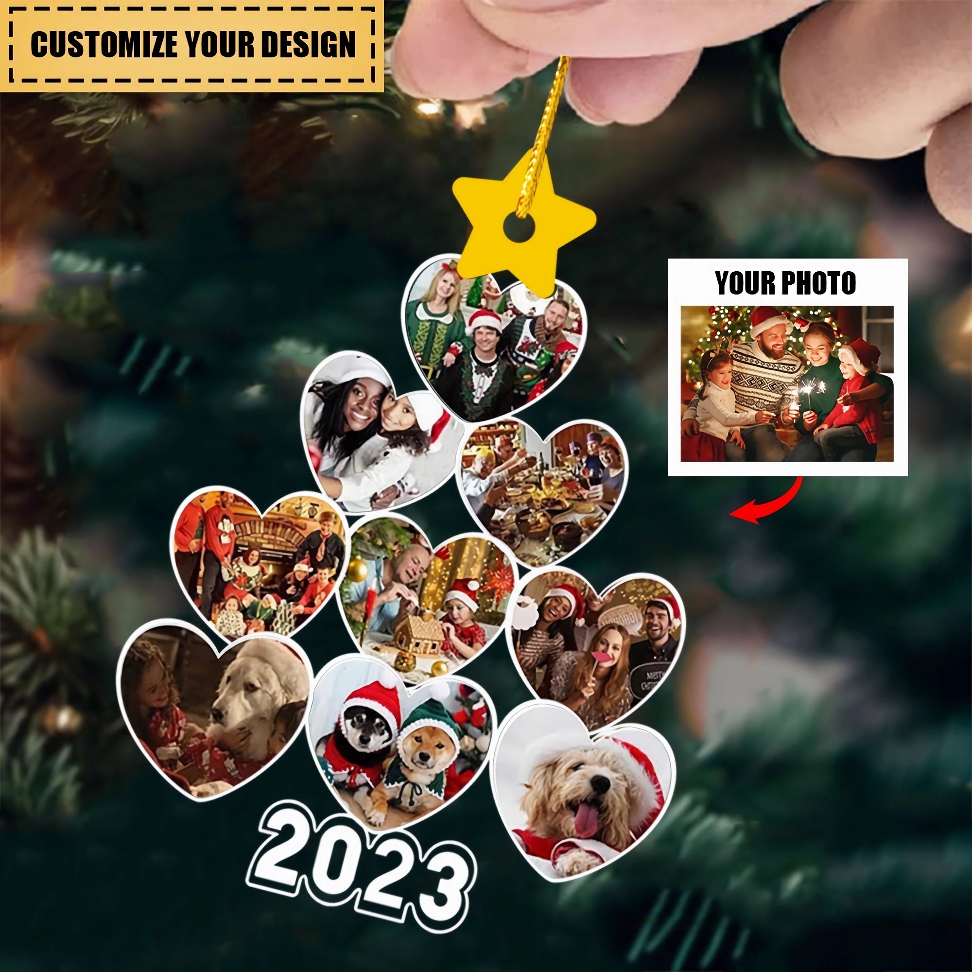 Photo Family Tree Christmas - Personalized Ornament
