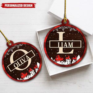 Personalized Name Customized Christmas Gift-Wooden Double-Layer Initial Ornament