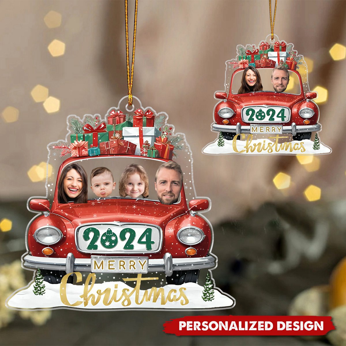 Enjoying Christmas - Personalized Family Ornament-Upload Photo