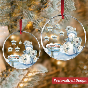 Snowman Grandma With Kids Christmas Ornament