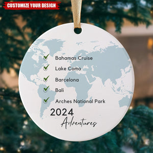 My World Adventure Travel-Personalized travel Destination Ornament