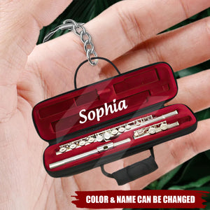 Personalized Flute Acrylic Keychain, Best Gift For Flute Players