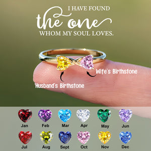 Couple Birthstone Rings Shaped Love Heart Simple And Fashionable