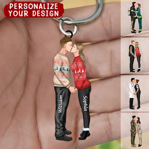 Personalized Acrylic Keychain Couple Portrait, Firefighter, EMS, Nurse, Police Officer,Military