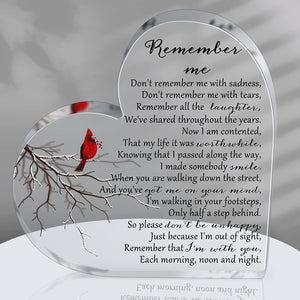 Personalized Memorial Heart Keepsake Remember Me-Personalized Memorial Acrylic Plaque